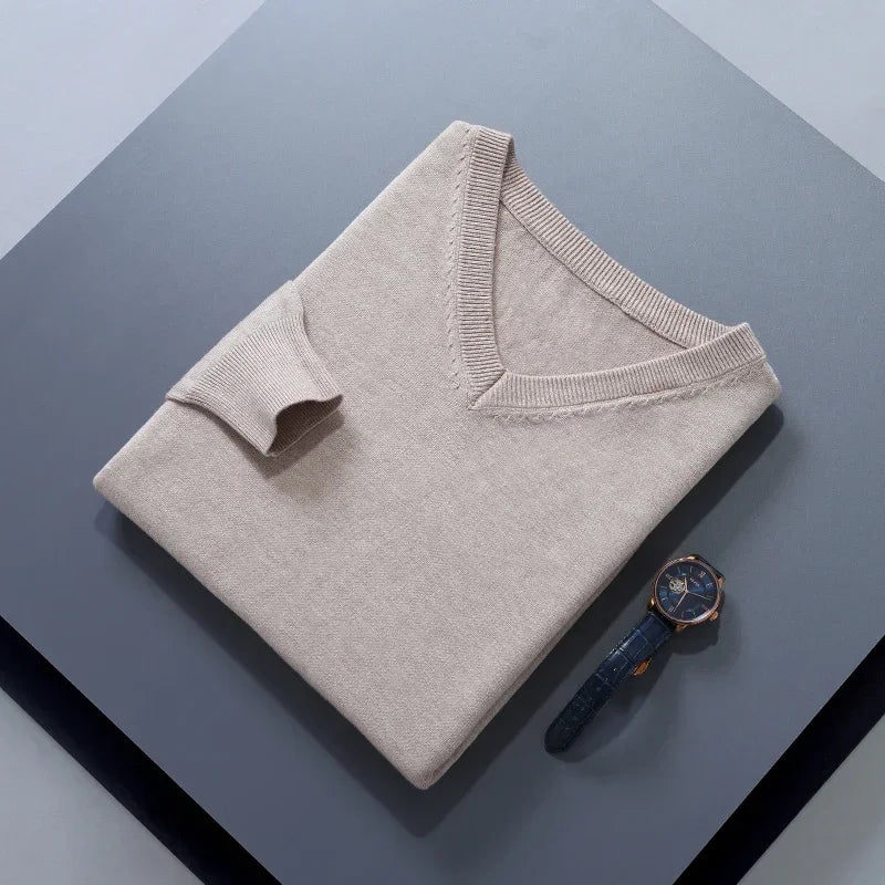 Men Cashmere Sweater Autumn Winter Soft Warm Jersey Jumper Pull Homme Hiver Pullover V-Neck Knitted Sweaters