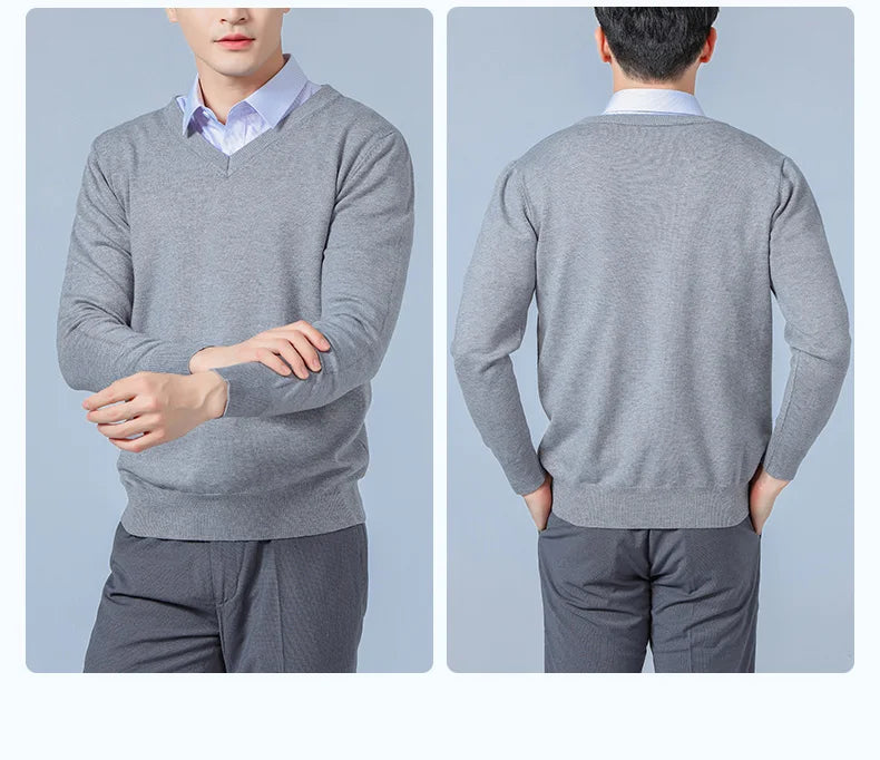 Men Cashmere Sweater Autumn Winter Soft Warm Jersey Jumper  Pull Homme Hiver Pullover V-Neck Knitted Sweaters