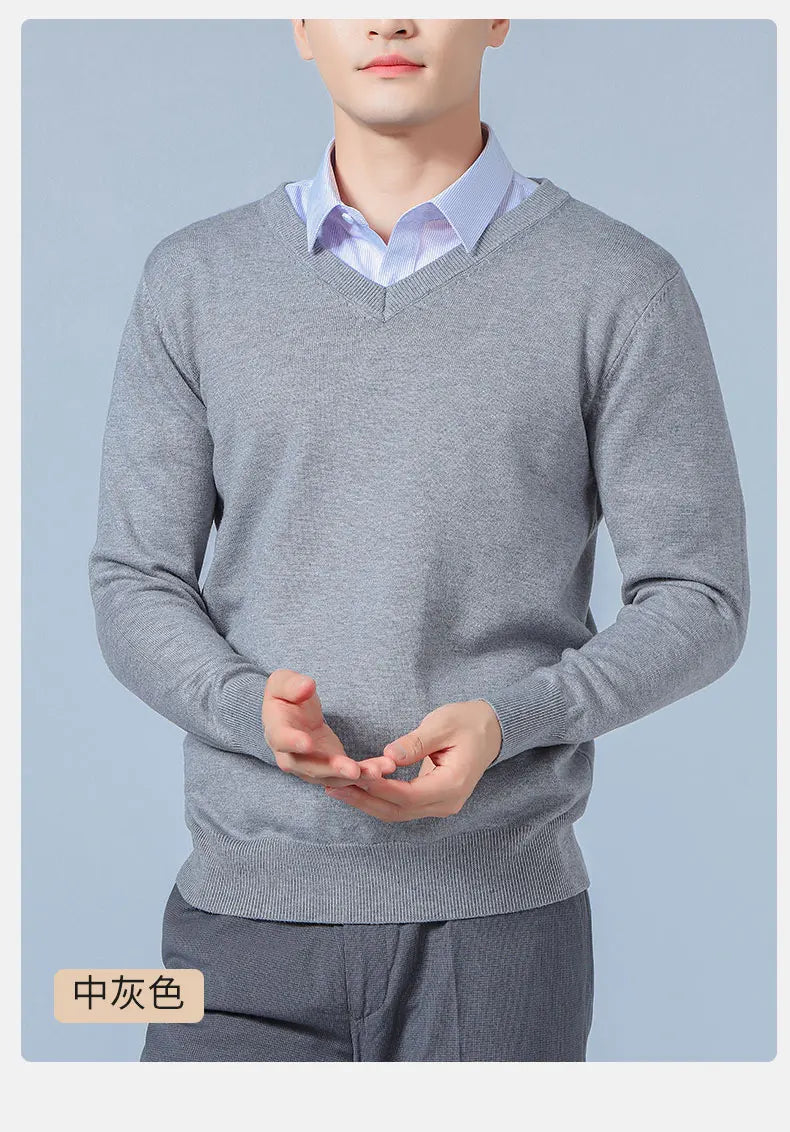 Men Cashmere Sweater Autumn Winter Soft Warm Jersey Jumper  Pull Homme Hiver Pullover V-Neck Knitted Sweaters
