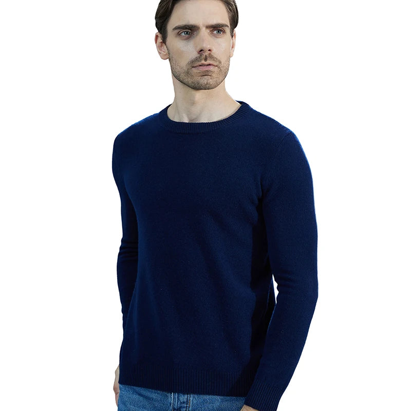 Men Knitted Sweaters Cashmere Sweater 100% Merino Wool O-Neck Long-Sleeve Thick Pullover Man Winter Autumn Male Jumpers Clothing