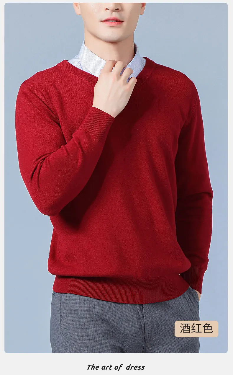 Men Cashmere Sweater Autumn Winter Soft Warm Jersey Jumper  Pull Homme Hiver Pullover V-Neck Knitted Sweaters