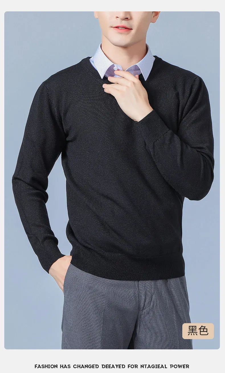 Men Cashmere Sweater Autumn Winter Soft Warm Jersey Jumper  Pull Homme Hiver Pullover V-Neck Knitted Sweaters