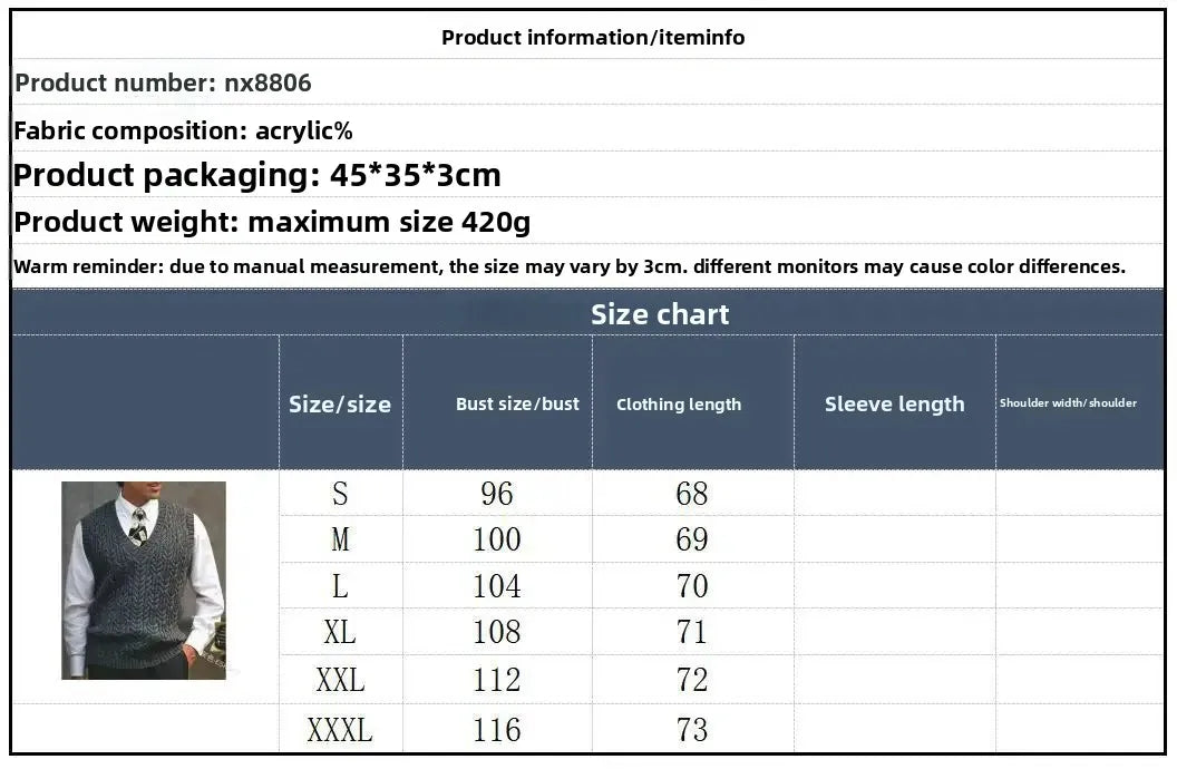 2026 Men's Autumn Winter Warm Casual Knitted Sweater Vest  Sleeveless V Neck Fleece Western Sweaters for Men Sueter Para Hombre