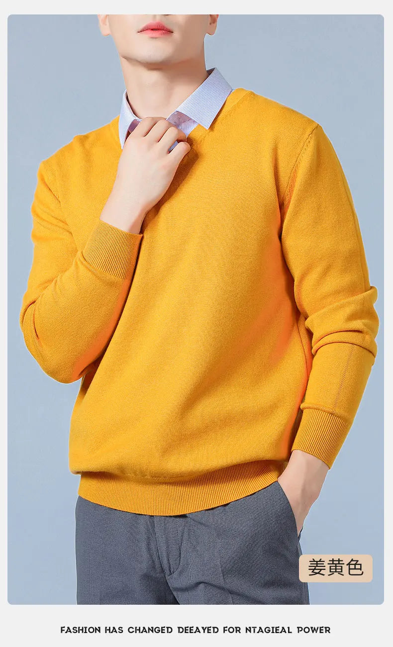 Men Cashmere Sweater Autumn Winter Soft Warm Jersey Jumper  Pull Homme Hiver Pullover V-Neck Knitted Sweaters