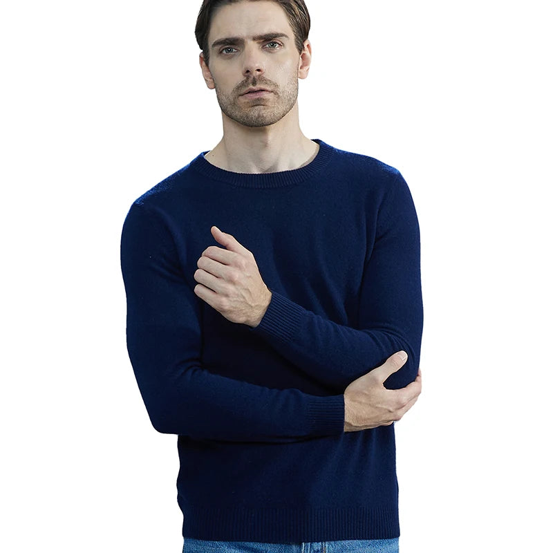 Men Knitted Sweaters Cashmere Sweater 100% Merino Wool O-Neck Long-Sleeve Thick Pullover Man Winter Autumn Male Jumpers Clothing