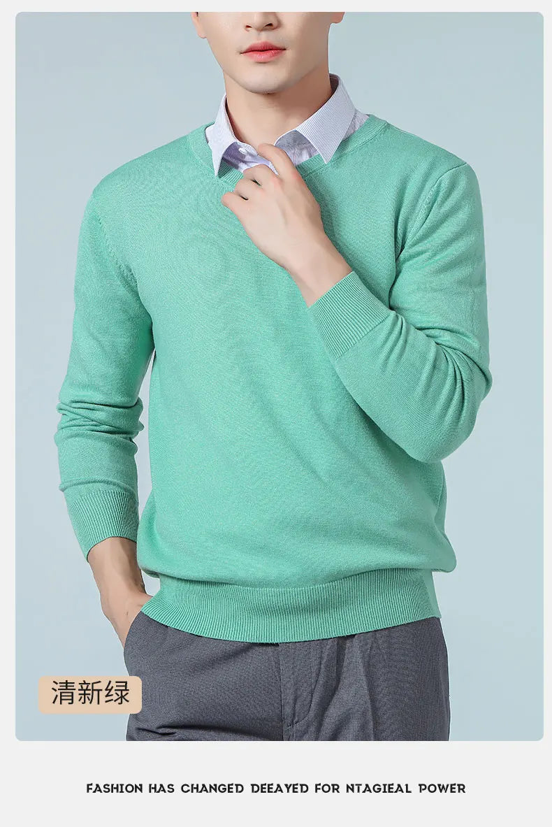Men Cashmere Sweater Autumn Winter Soft Warm Jersey Jumper  Pull Homme Hiver Pullover V-Neck Knitted Sweaters