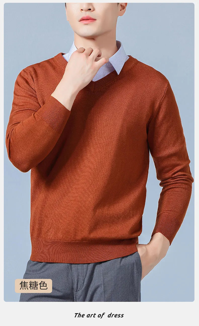 Men Cashmere Sweater Autumn Winter Soft Warm Jersey Jumper  Pull Homme Hiver Pullover V-Neck Knitted Sweaters