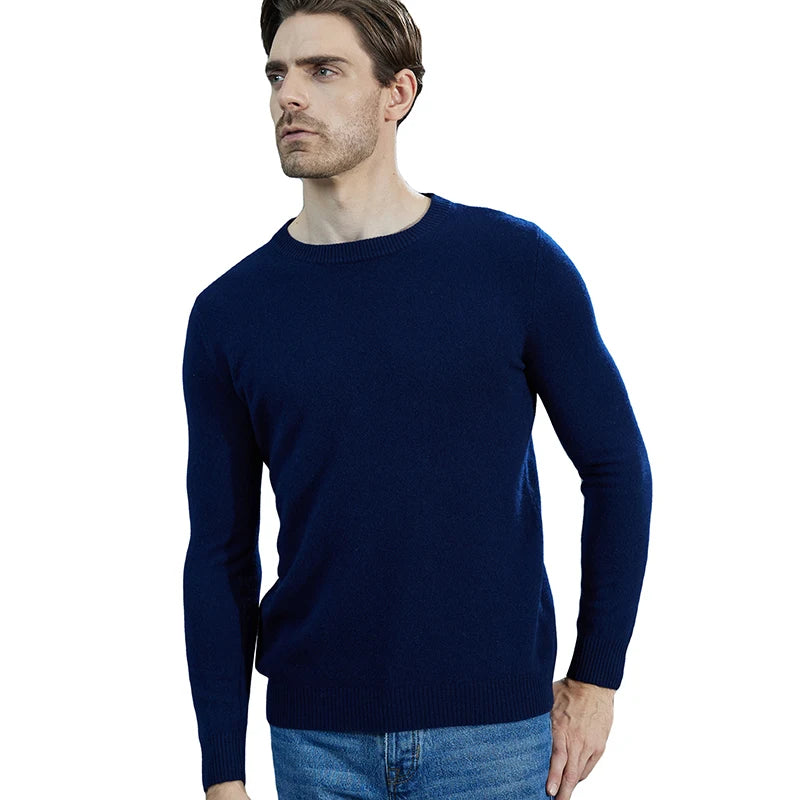 Men Knitted Sweaters Cashmere Sweater 100% Merino Wool O-Neck Long-Sleeve Thick Pullover Man Winter Autumn Male Jumpers Clothing