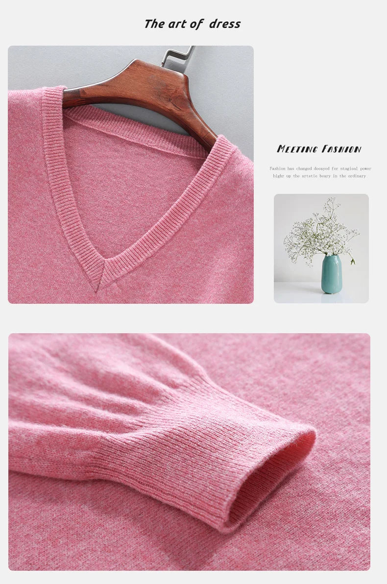 Men Cashmere Sweater Autumn Winter Soft Warm Jersey Jumper  Pull Homme Hiver Pullover V-Neck Knitted Sweaters