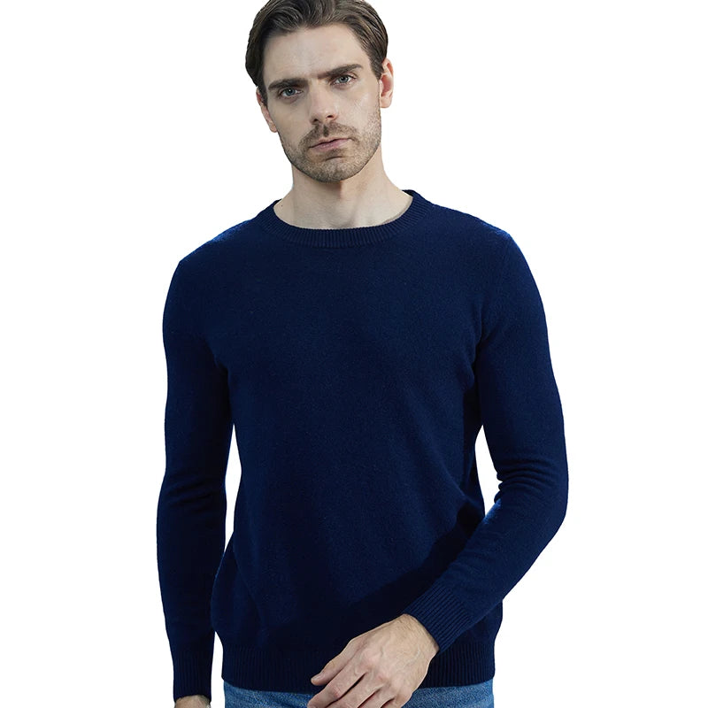 Men Knitted Sweaters Cashmere Sweater 100% Merino Wool O-Neck Long-Sleeve Thick Pullover Man Winter Autumn Male Jumpers Clothing