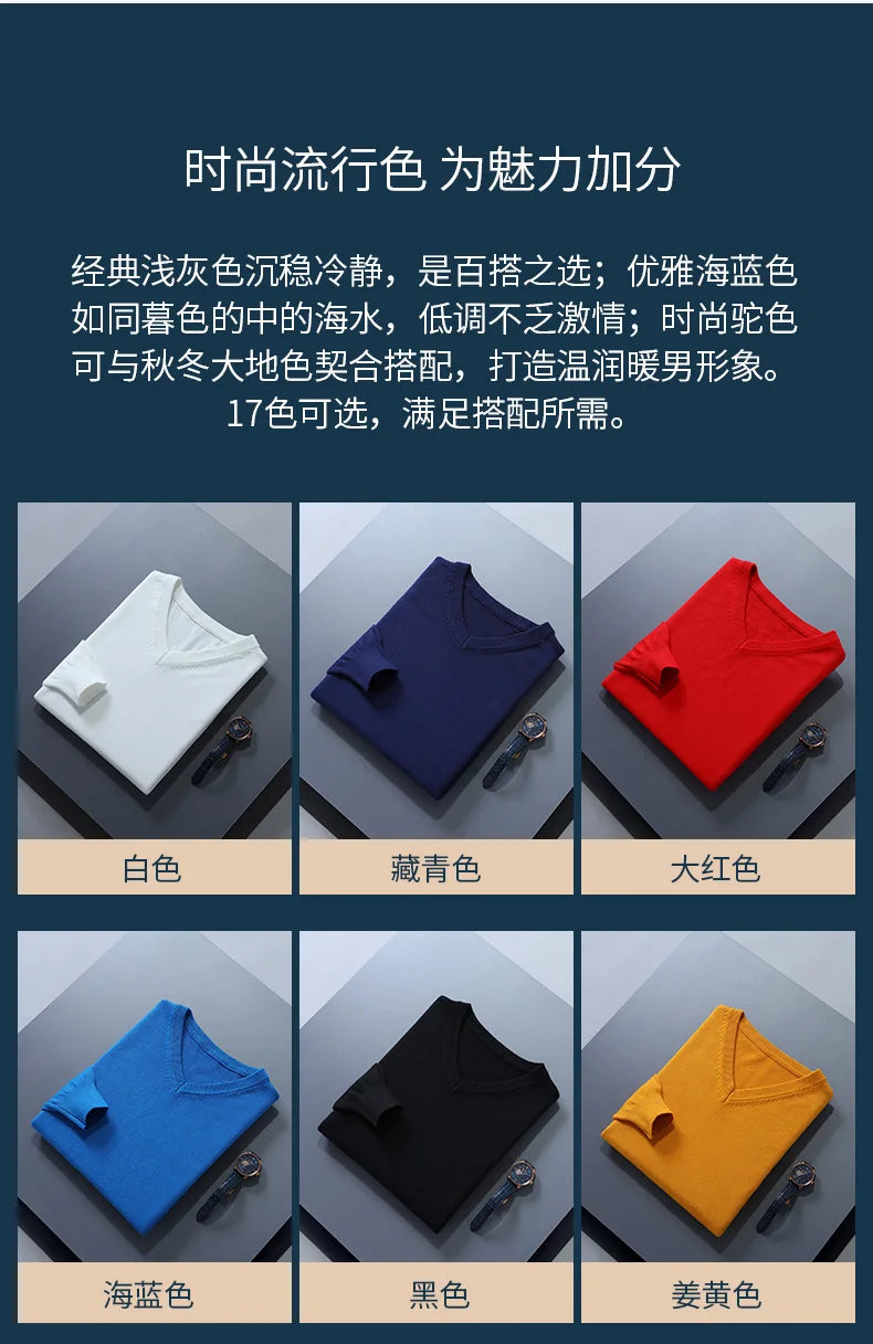 Men Cashmere Sweater Autumn Winter Soft Warm Jersey Jumper  Pull Homme Hiver Pullover V-Neck Knitted Sweaters