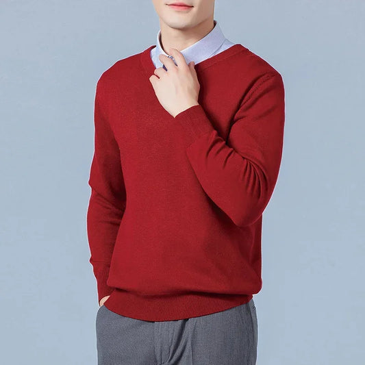 Men Cashmere Sweater Autumn Winter Soft Warm Jersey Jumper  Pull Homme Hiver Pullover V-Neck Knitted Sweaters