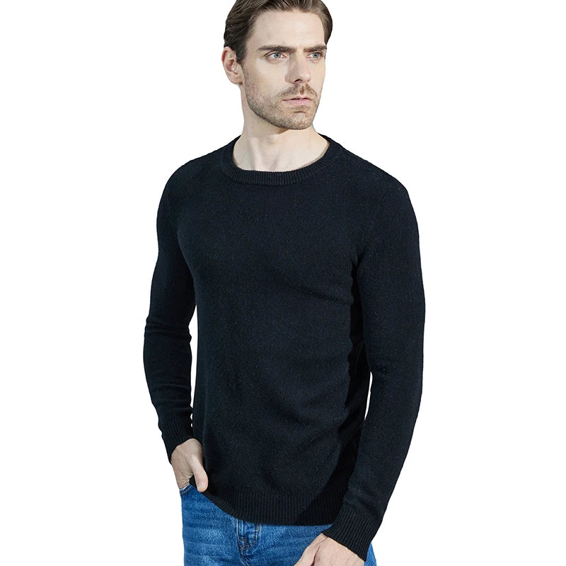 Men Knitted Sweaters Cashmere Sweater 100% Merino Wool O-Neck Long-Sleeve Thick Pullover Man Winter Autumn Male Jumpers Clothing