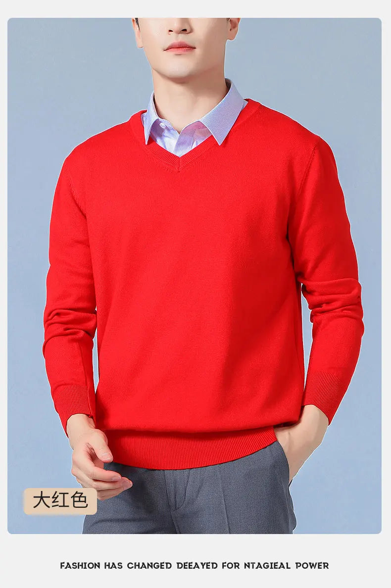 Men Cashmere Sweater Autumn Winter Soft Warm Jersey Jumper  Pull Homme Hiver Pullover V-Neck Knitted Sweaters
