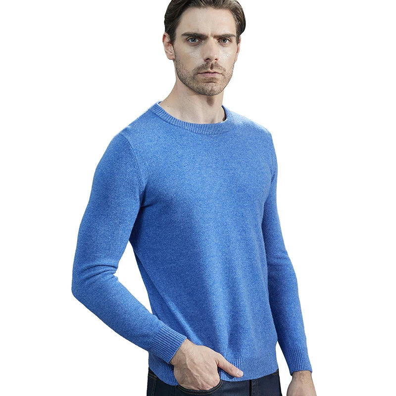 Men Knitted Sweaters Cashmere Sweater 100% Merino Wool O-Neck Long-Sleeve Thick Pullover Man Winter Autumn Male Jumpers Clothing
