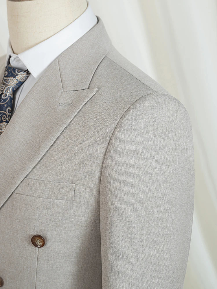 2-piece set (Jacket + Pants) Elegant Man Suit slim fit Modern Wedding Party Suits for Men Stylish Business office khaki suit