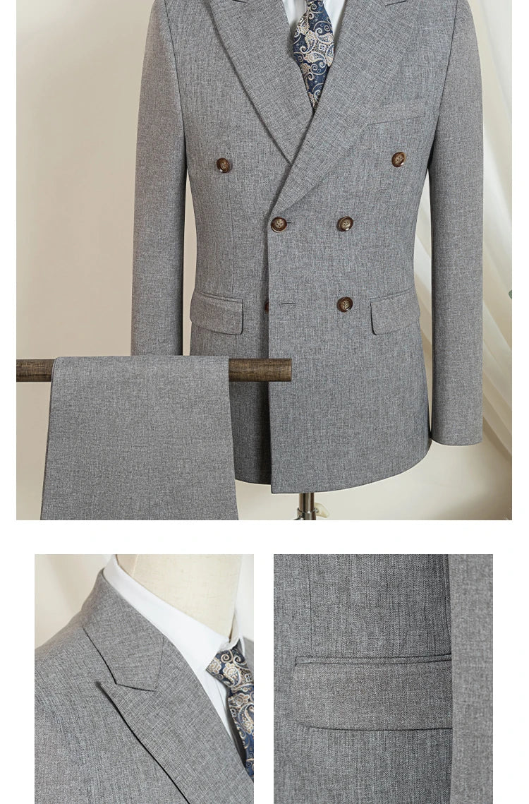 2-piece set (Jacket + Pants) Elegant Man Suit slim fit Modern Wedding Party Suits for Men Stylish Business office khaki suit