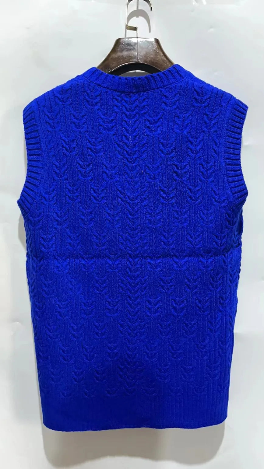 2026 Men's Autumn Winter Warm Casual Knitted Sweater Vest  Sleeveless V Neck Fleece Western Sweaters for Men Sueter Para Hombre