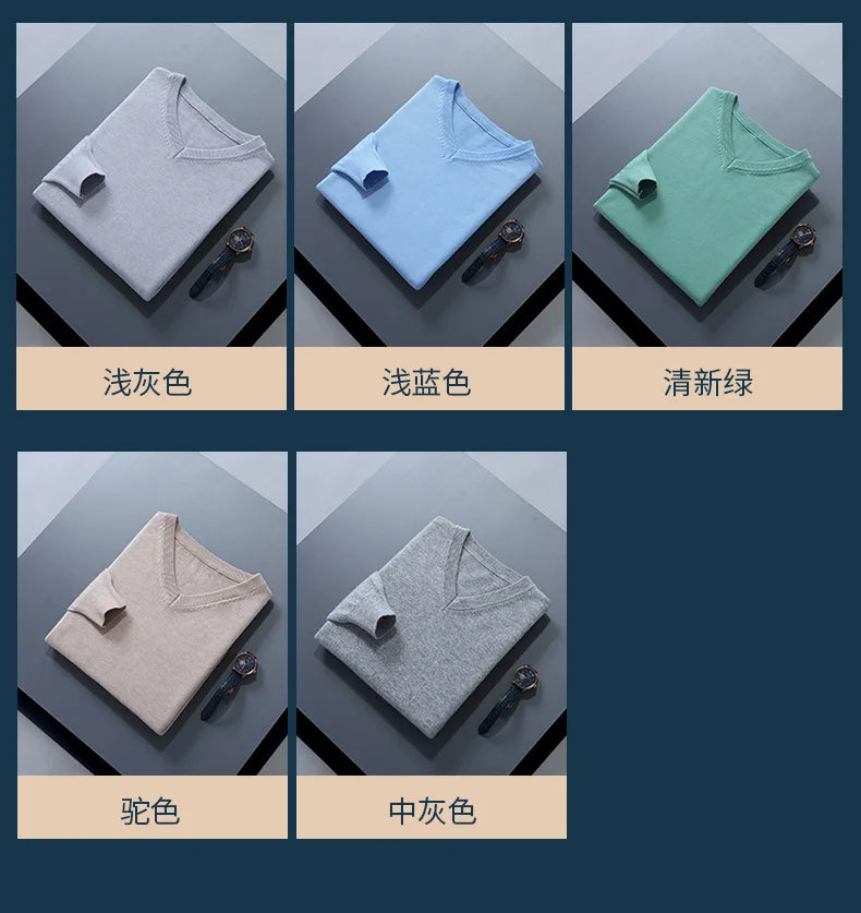 Men Cashmere Sweater Autumn Winter Soft Warm Jersey Jumper  Pull Homme Hiver Pullover V-Neck Knitted Sweaters