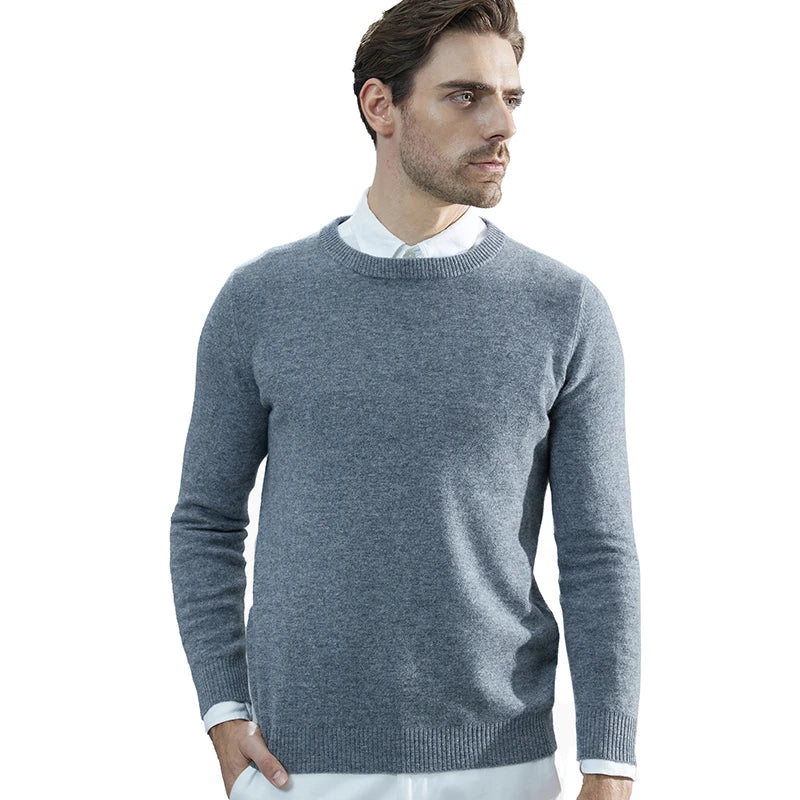 Men Knitted Sweaters Cashmere Sweater 100% Merino Wool O-Neck Long-Sleeve Thick Pullover Man Winter Autumn Male Jumpers Clothing