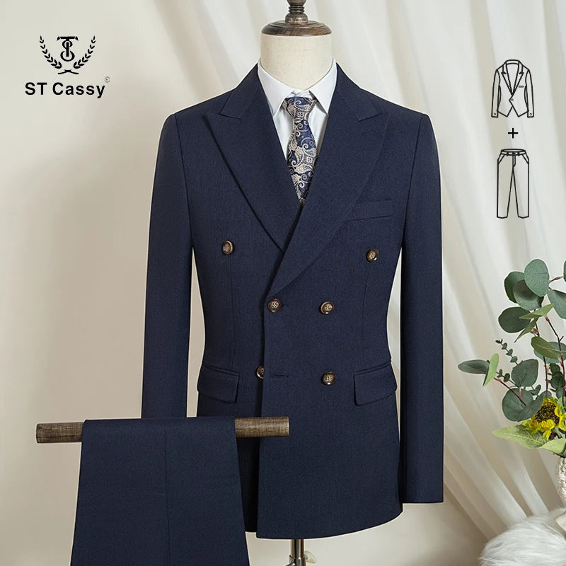 2-piece set (Jacket + Pants) Elegant Man Suit slim fit Modern Wedding Party Suits for Men Stylish Business office khaki suit