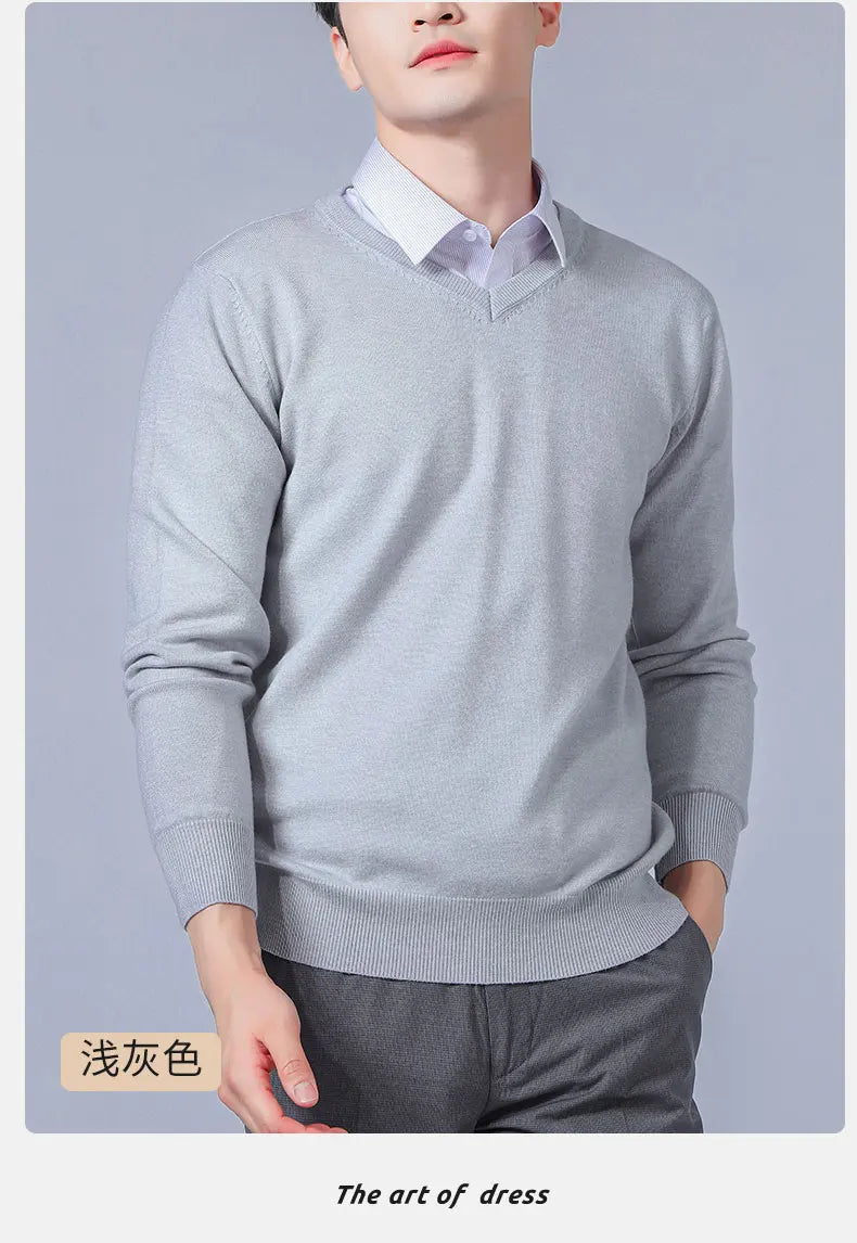 Men Cashmere Sweater Autumn Winter Soft Warm Jersey Jumper  Pull Homme Hiver Pullover V-Neck Knitted Sweaters