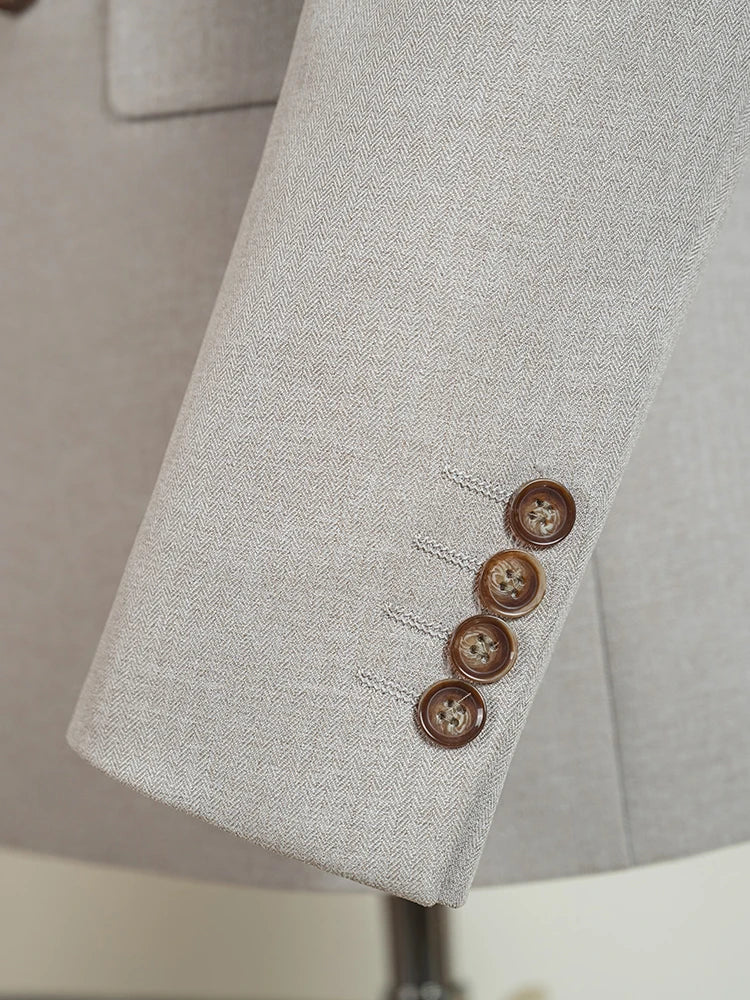 2-piece set (Jacket + Pants) Elegant Man Suit slim fit Modern Wedding Party Suits for Men Stylish Business office khaki suit