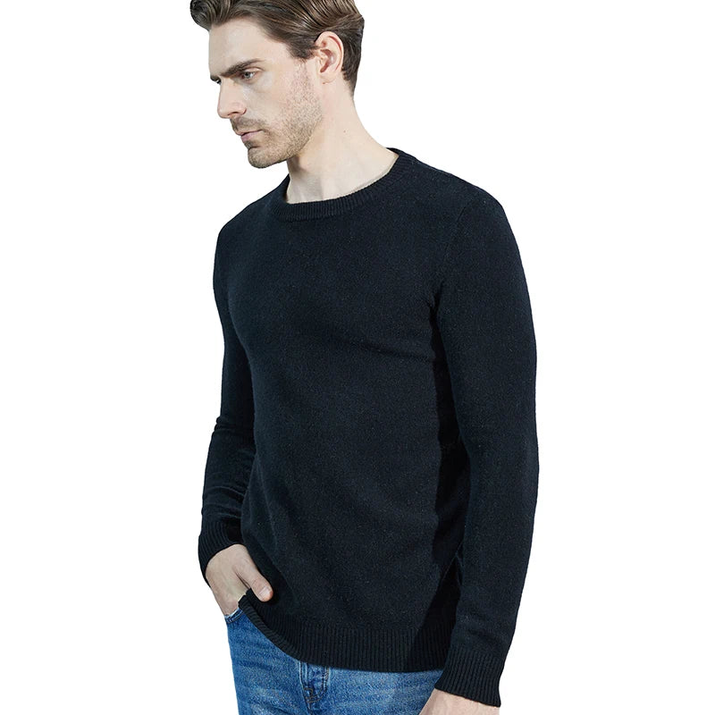 Men Knitted Sweaters Cashmere Sweater 100% Merino Wool O-Neck Long-Sleeve Thick Pullover Man Winter Autumn Male Jumpers Clothing