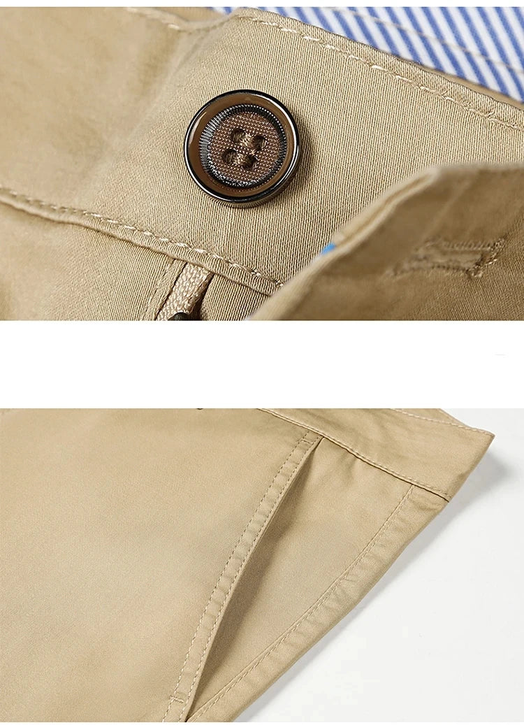 High Quality Soft Thin Cotton Casual Pants Mens Clothing Straight Office Business Green Black Khaki Trousers Male Brand