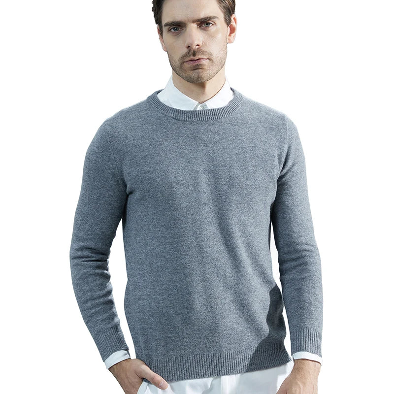 Men Knitted Sweaters Cashmere Sweater 100% Merino Wool O-Neck Long-Sleeve Thick Pullover Man Winter Autumn Male Jumpers Clothing