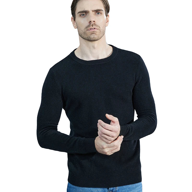 Men Knitted Sweaters Cashmere Sweater 100% Merino Wool O-Neck Long-Sleeve Thick Pullover Man Winter Autumn Male Jumpers Clothing