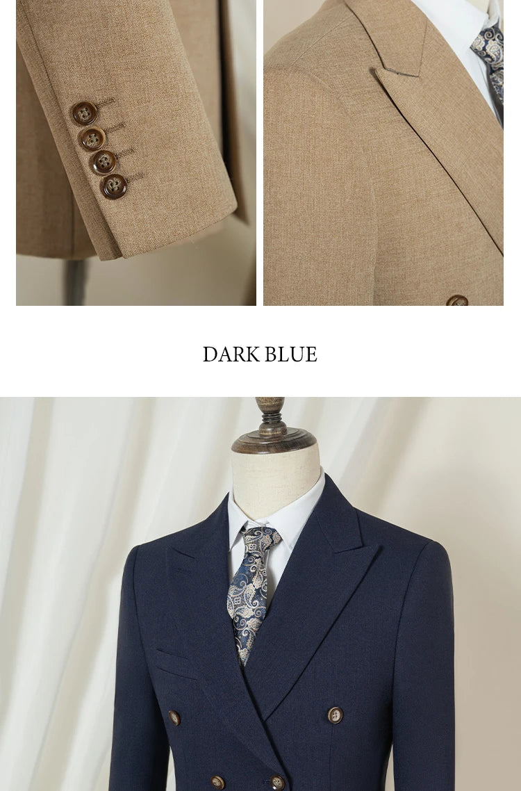 2-piece set (Jacket + Pants) Elegant Man Suit slim fit Modern Wedding Party Suits for Men Stylish Business office khaki suit