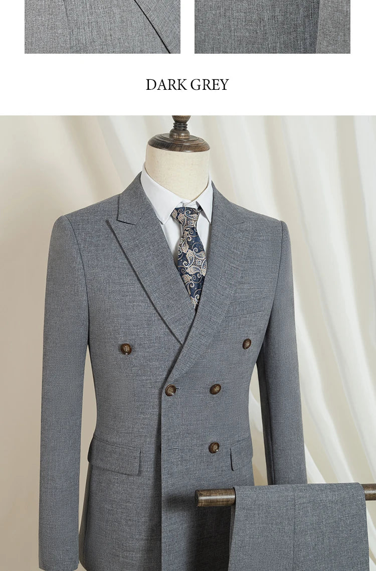 2-piece set (Jacket + Pants) Elegant Man Suit slim fit Modern Wedding Party Suits for Men Stylish Business office khaki suit