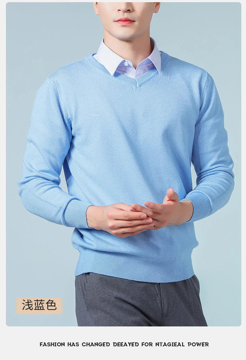 Men Cashmere Sweater Autumn Winter Soft Warm Jersey Jumper  Pull Homme Hiver Pullover V-Neck Knitted Sweaters