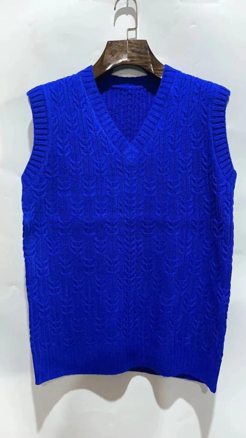 2026 Men's Autumn Winter Warm Casual Knitted Sweater Vest  Sleeveless V Neck Fleece Western Sweaters for Men Sueter Para Hombre