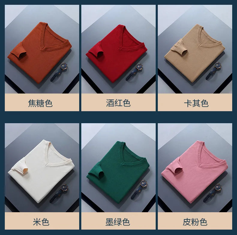 Men Cashmere Sweater Autumn Winter Soft Warm Jersey Jumper  Pull Homme Hiver Pullover V-Neck Knitted Sweaters