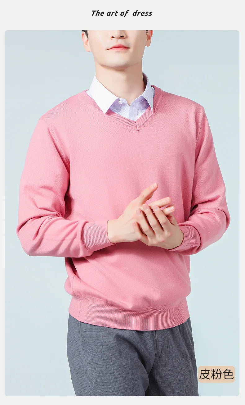 Men Cashmere Sweater Autumn Winter Soft Warm Jersey Jumper  Pull Homme Hiver Pullover V-Neck Knitted Sweaters