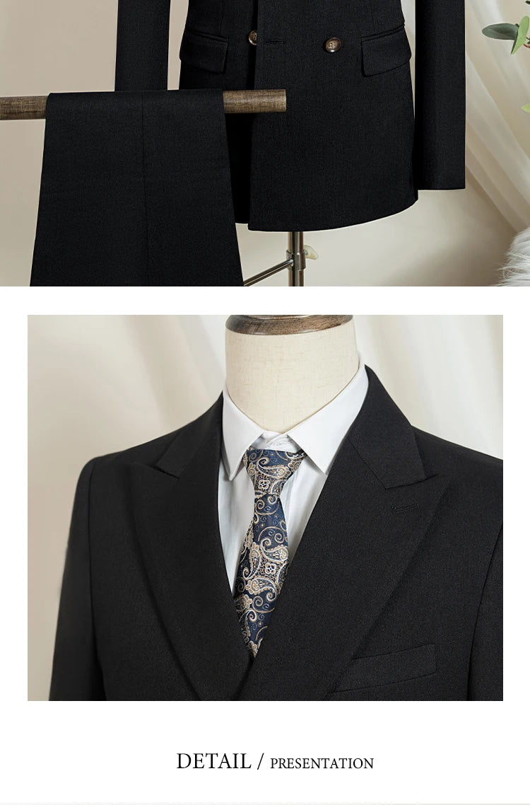 2-piece set (Jacket + Pants) Elegant Man Suit slim fit Modern Wedding Party Suits for Men Stylish Business office khaki suit